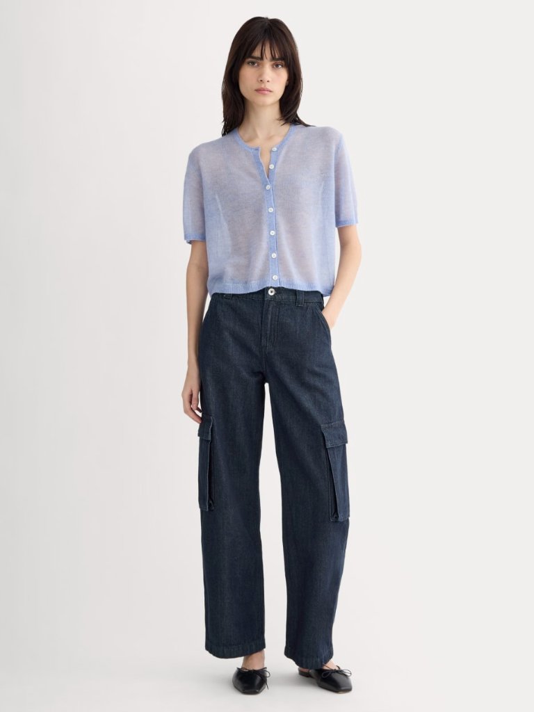 Everlane Women's Mid-Rise Cargo Jean In Tungsten Rinse, Size 29, Cotton/Denim